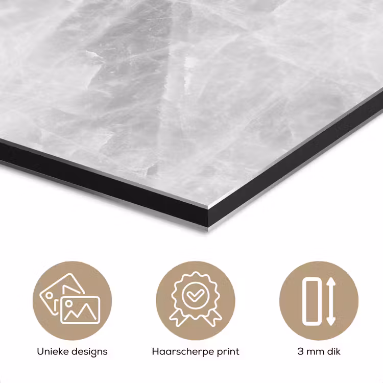 Aluminium schilderij - Marmer - Steen - Wit - Luxe - Marmerlook — 7