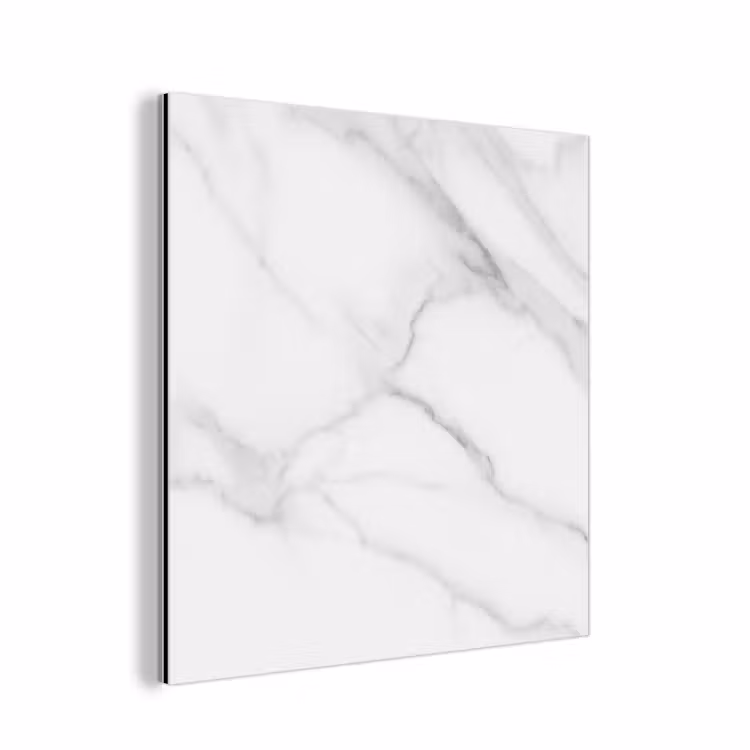 Aluminium schilderij - Marmer - Structuur - Wit - Grijs - Steen - Marmerlook — 1