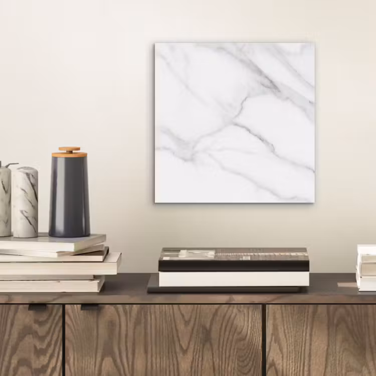 Aluminium schilderij - Marmer - Structuur - Wit - Grijs - Steen - Marmerlook — 2