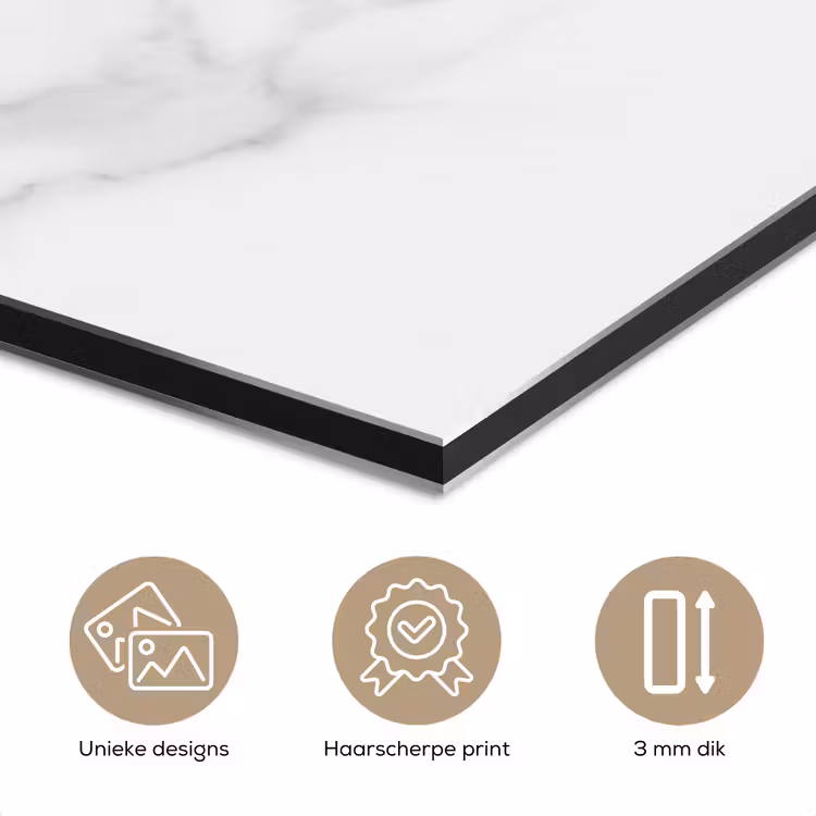 Aluminium schilderij - Marmer - Structuur - Wit - Grijs - Steen - Marmerlook — 7