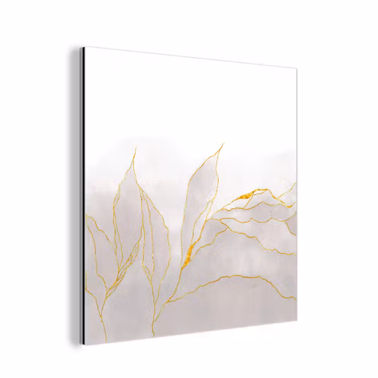 Aluminium schilderij - Marmerlook - Grijs - Goud - Chic - Marmer — 1