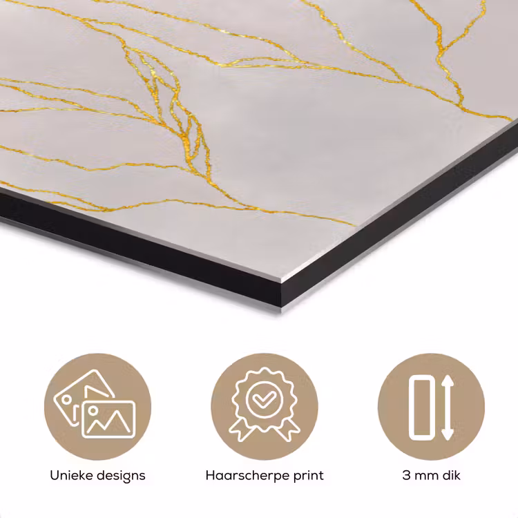 Aluminium schilderij - Marmerlook - Grijs - Goud - Chic - Marmer — 7