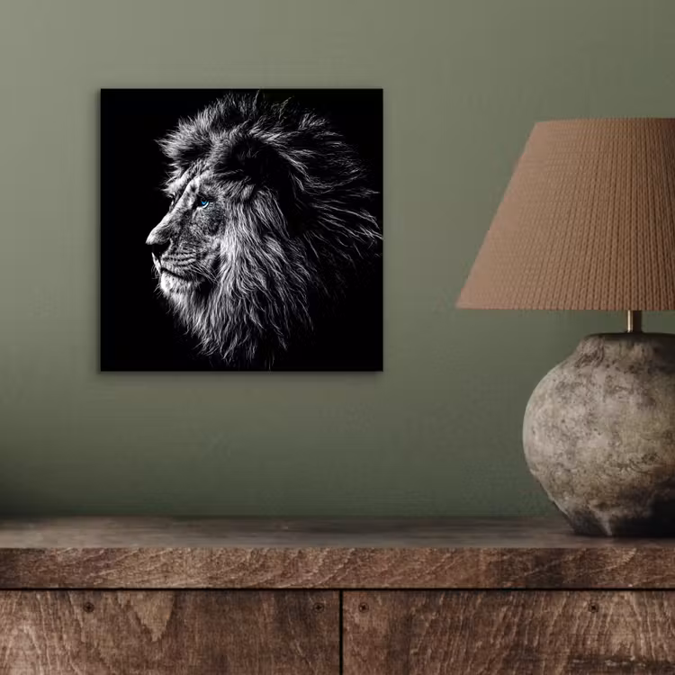 Aluminium schilderij - Zwart Wit - Leeuw - Kop - Dieren — 3