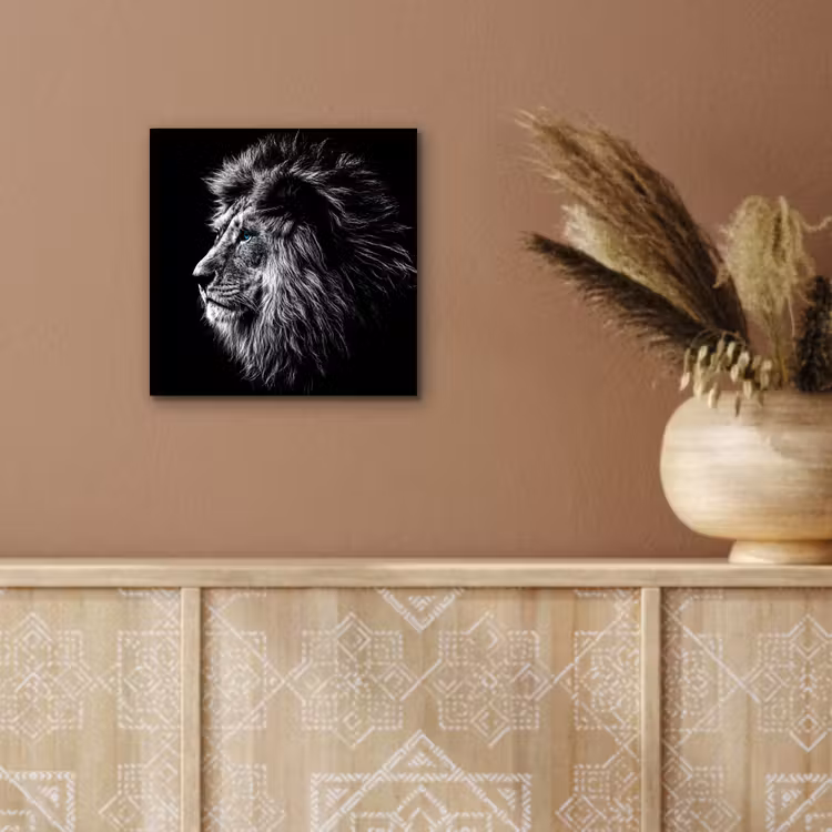 Aluminium schilderij - Zwart Wit - Leeuw - Kop - Dieren — 5