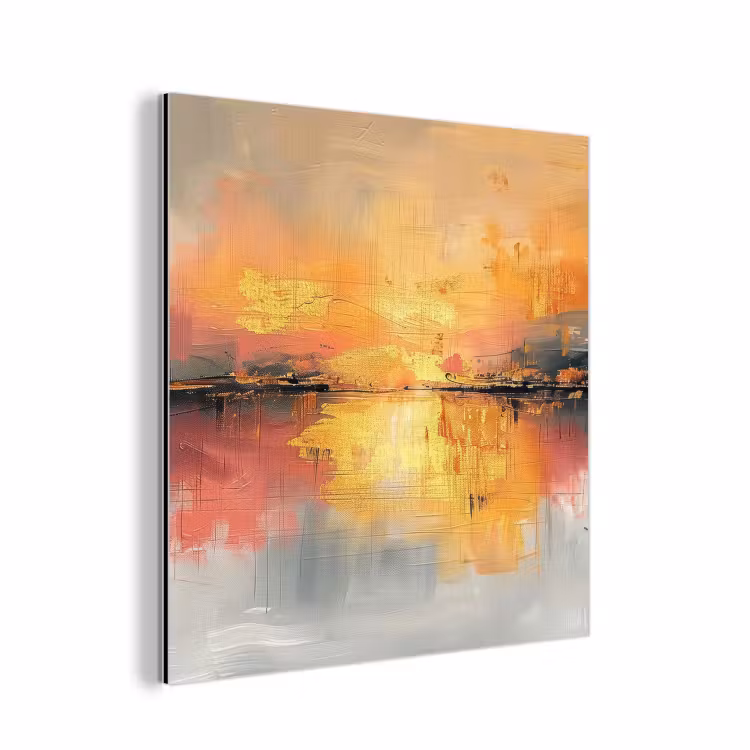 Aluminium schilderij - Modern - Abstract - Goud - Roze — 1