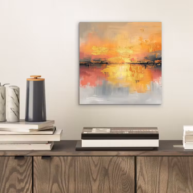 Aluminium schilderij - Modern - Abstract - Goud - Roze — 2