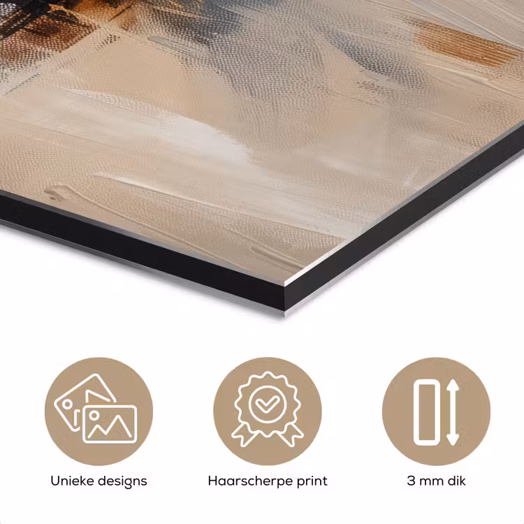 Aluminium schilderij - Modern - Bruin - Abstract - Beige — 7