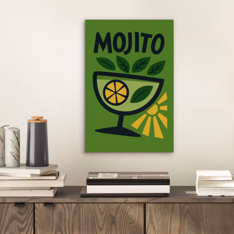 Aluminium schilderij - Mojito - Cocktail - Citroen - Groen — 2