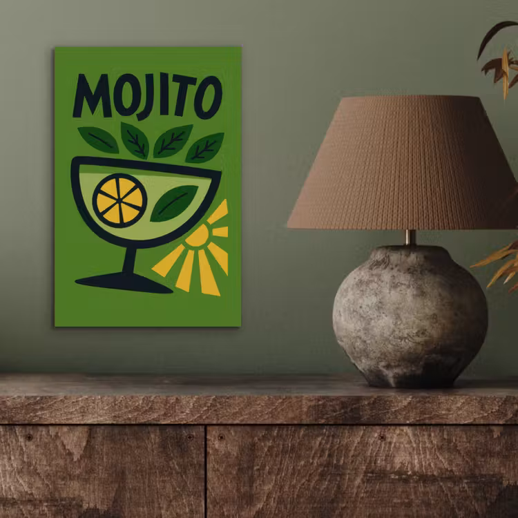 Aluminium schilderij - Mojito - Cocktail - Citroen - Groen — 3