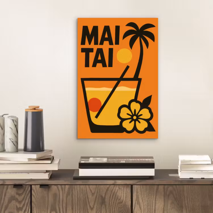 Aluminium schilderij - Palmboom - Bloem - Art - Drink — 2