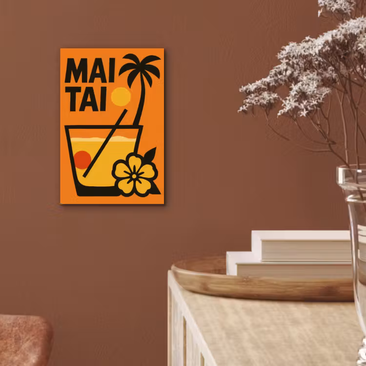 Aluminium schilderij - Palmboom - Bloem - Art - Drink — 5