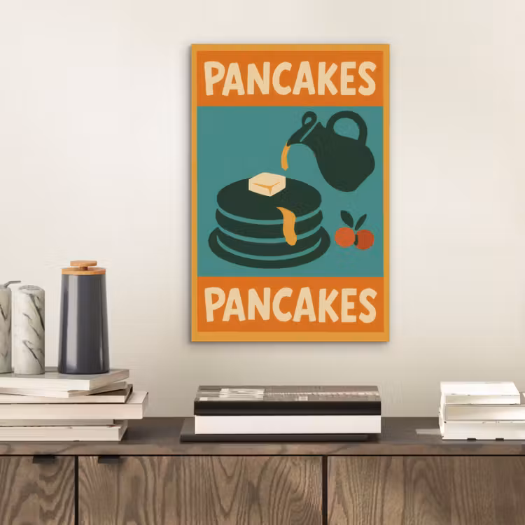 Aluminium schilderij - Pannenkoeken - Siroop - Illustratie - Oranje — 2