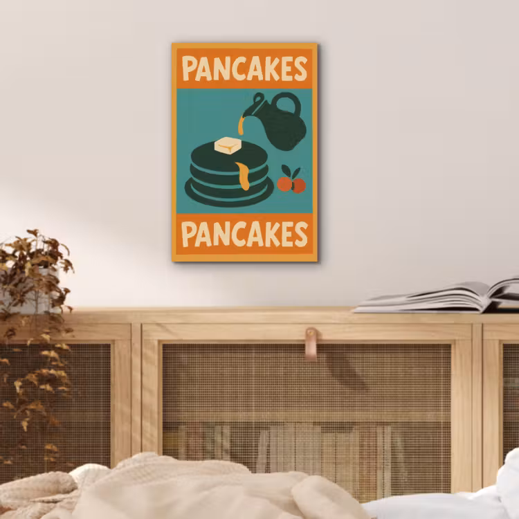 Aluminium schilderij - Pannenkoeken - Siroop - Illustratie - Oranje — 4