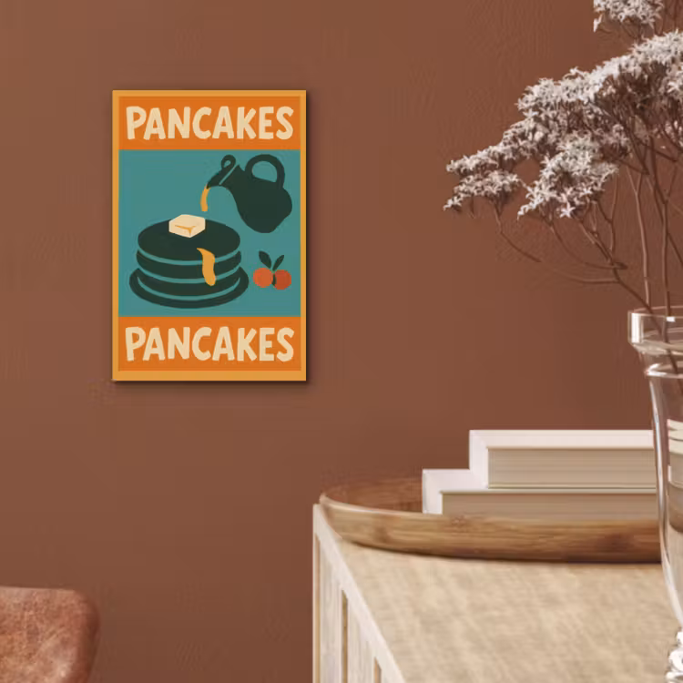 Aluminium schilderij - Pannenkoeken - Siroop - Illustratie - Oranje — 5