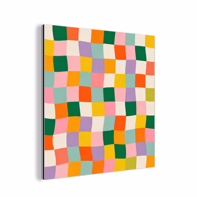 Aluminium schilderij - Vierkanten - Kleurrijk - Golvend — 1