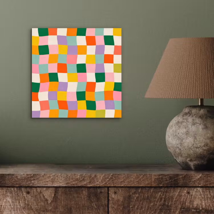 Aluminium schilderij - Vierkanten - Kleurrijk - Golvend — 3