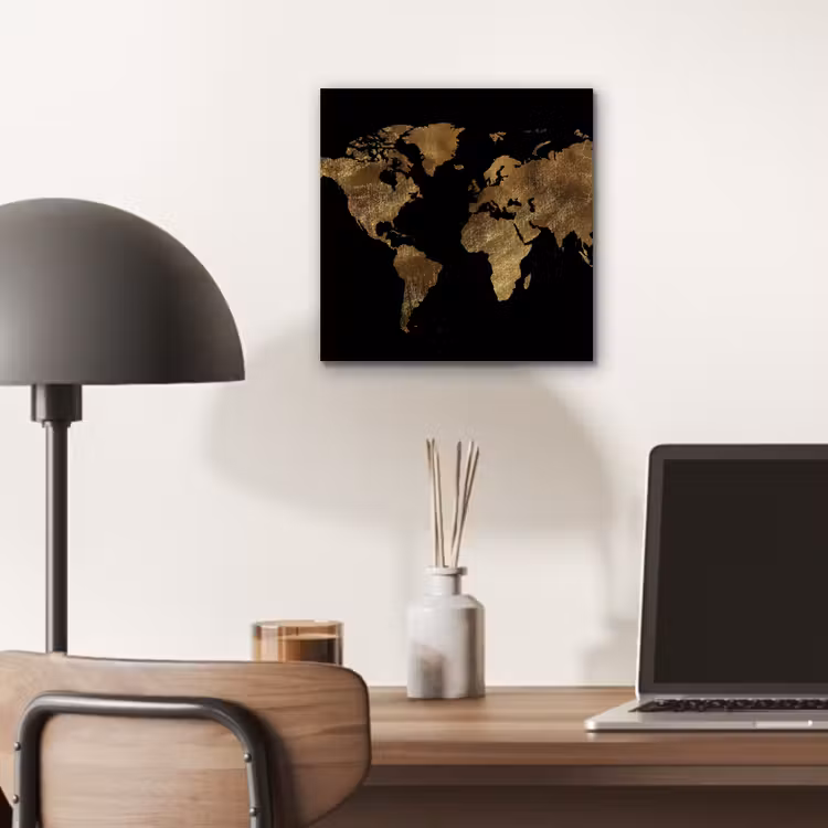 Aluminium schilderij - Wereldkaart - Goud - Luxe - Aarde - Zwart — 6