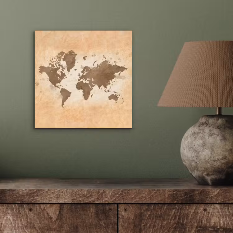 Aluminium schilderij - Wereldkaart - Beige - Bruin — 3