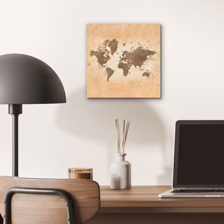 Aluminium schilderij - Wereldkaart - Beige - Bruin — 6