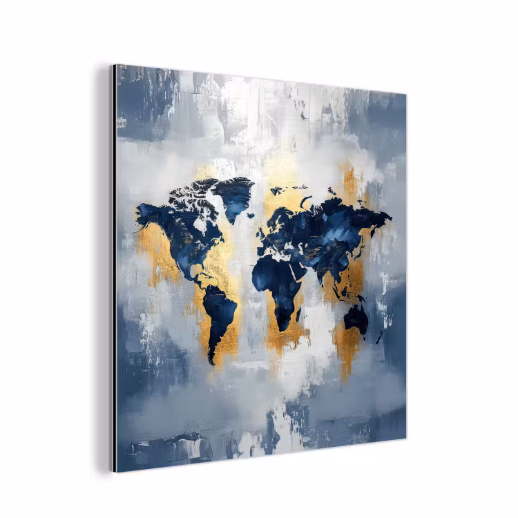 Aluminium schilderij - Wereldkaart - Blauw - Abstract — 1