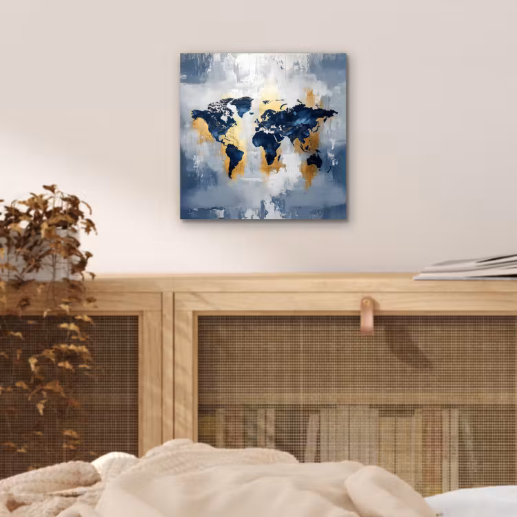 Aluminium schilderij - Wereldkaart - Blauw - Abstract — 4