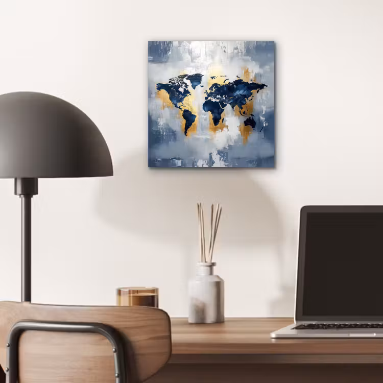 Aluminium schilderij - Wereldkaart - Blauw - Abstract — 6