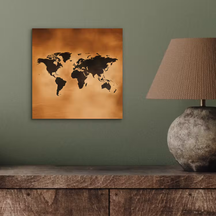 Aluminium schilderij - Wereldkaart - Bruin - Kaart — 3
