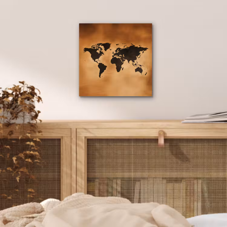 Aluminium schilderij - Wereldkaart - Bruin - Kaart — 4