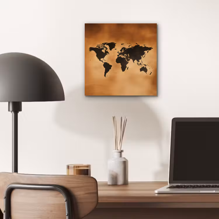 Aluminium schilderij - Wereldkaart - Bruin - Kaart — 6