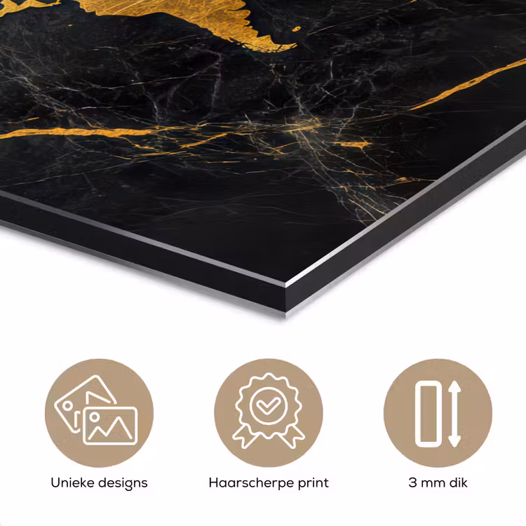 Aluminium schilderij - Wereldkaart - Goud - Marmer — 7