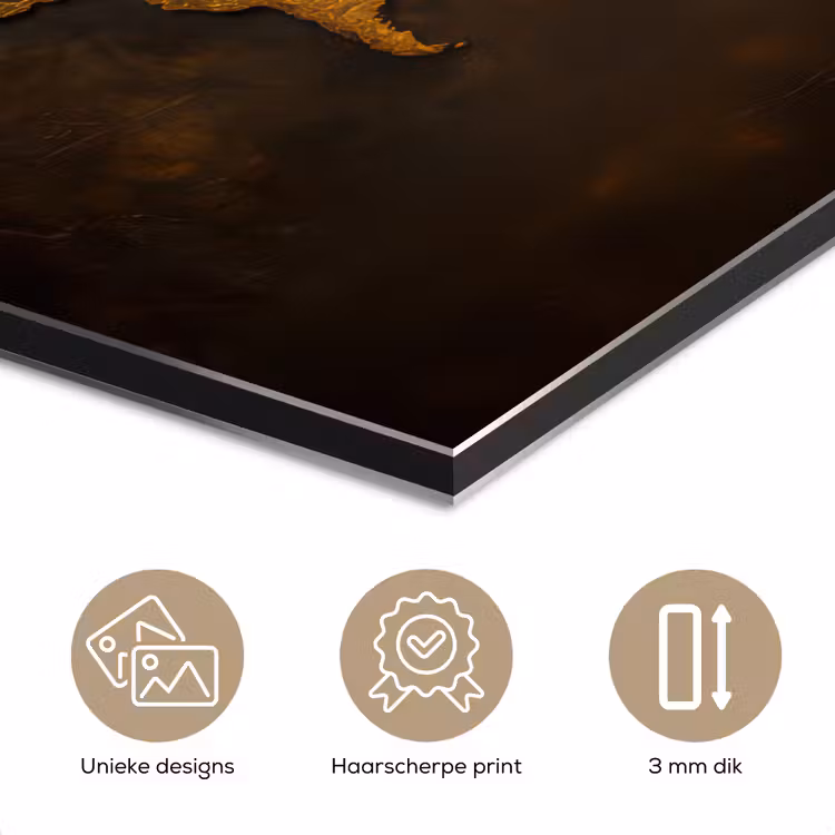 Aluminium schilderij - Wereldkaart - Goud - Roest — 7