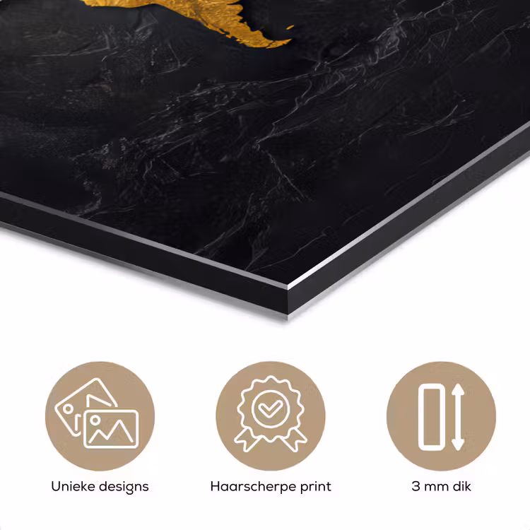 Aluminium schilderij - Wereldkaart - Goud - Steen — 7