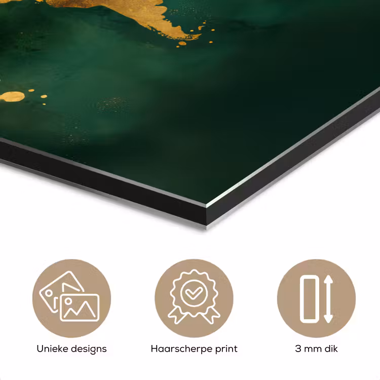 Aluminium schilderij - Wereldkaart - Groen - Goud — 7