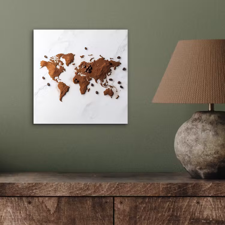 Aluminium schilderij - Wereldkaart - Koffie - Marmer — 3