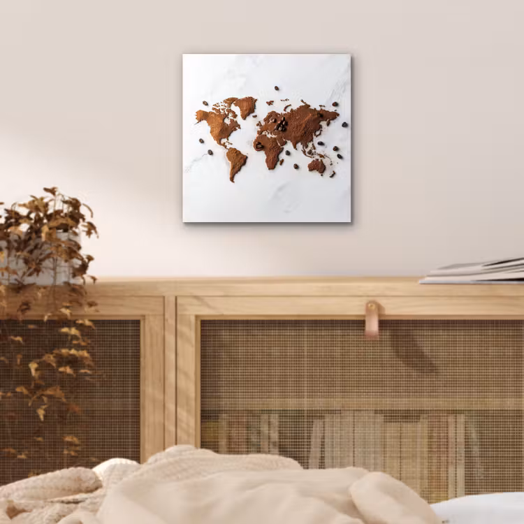 Aluminium schilderij - Wereldkaart - Koffie - Marmer — 4