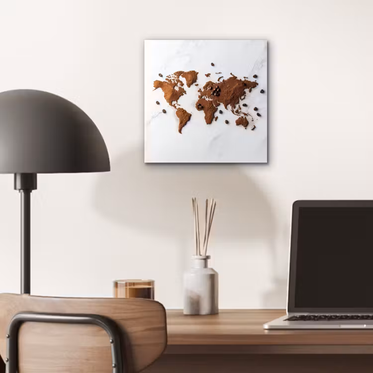 Aluminium schilderij - Wereldkaart - Koffie - Marmer — 6