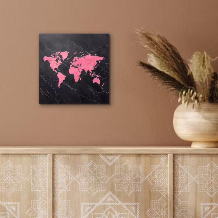 Aluminium schilderij - Wereldkaart - Roze - Marmer — 5