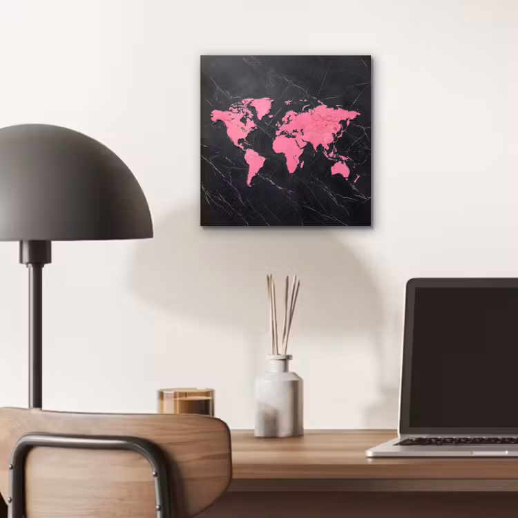 Aluminium schilderij - Wereldkaart - Roze - Marmer — 6