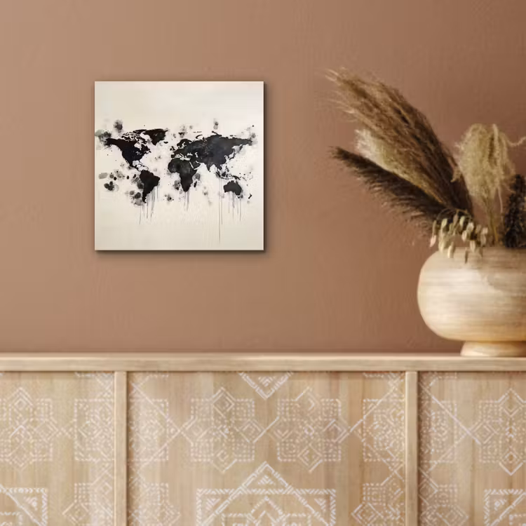 Aluminium schilderij - Wereldkaart - Zwart - Inkt — 5