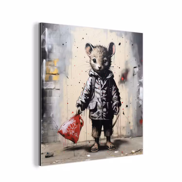 Aluminium schilderij - Muisje - Rood - Graffiti — 1