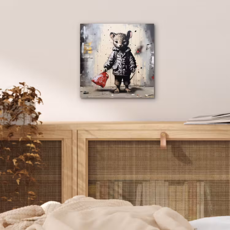 Aluminium schilderij - Muisje - Rood - Graffiti — 4