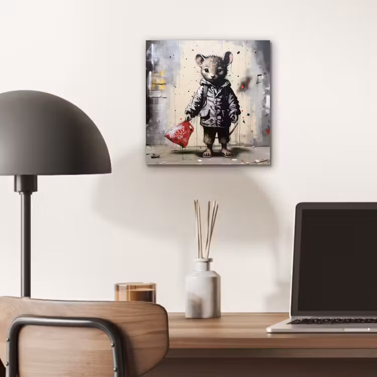 Aluminium schilderij - Muisje - Rood - Graffiti — 6