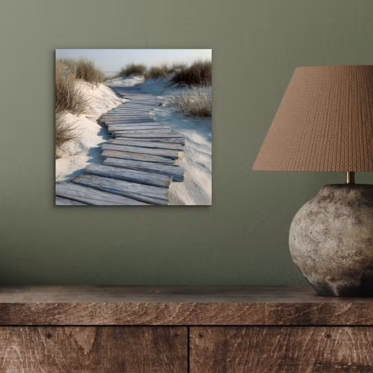 Aluminium schilderij - Pad - Planken - Duinen - Gras — 3