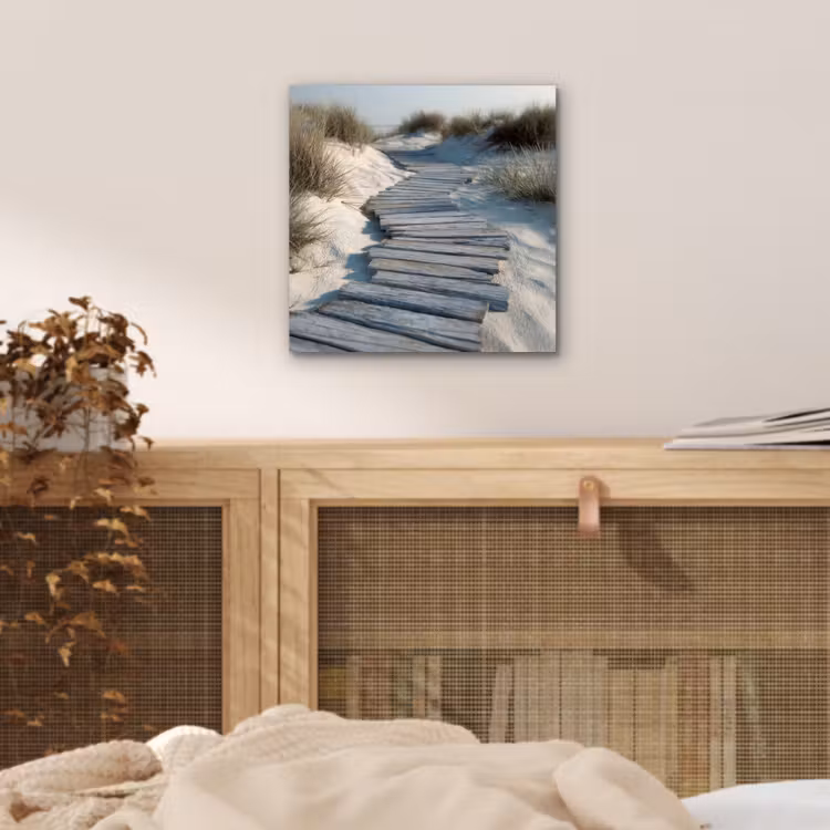 Aluminium schilderij - Pad - Planken - Duinen - Gras — 4