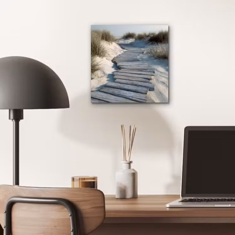 Aluminium schilderij - Pad - Planken - Duinen - Gras — 6