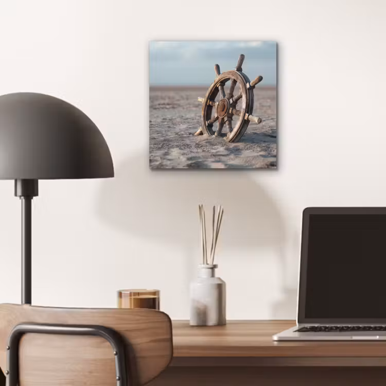Aluminium schilderij - Scheepsstuur - Hout - Bruin - Zand — 6