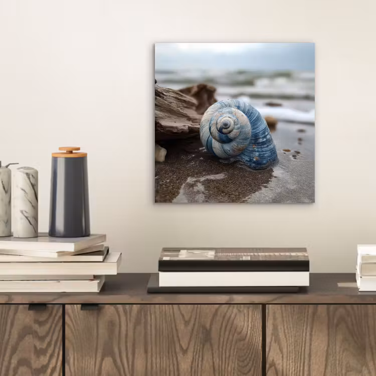 Aluminium schilderij - Schelp - Strand - Blauw - Zee — 2