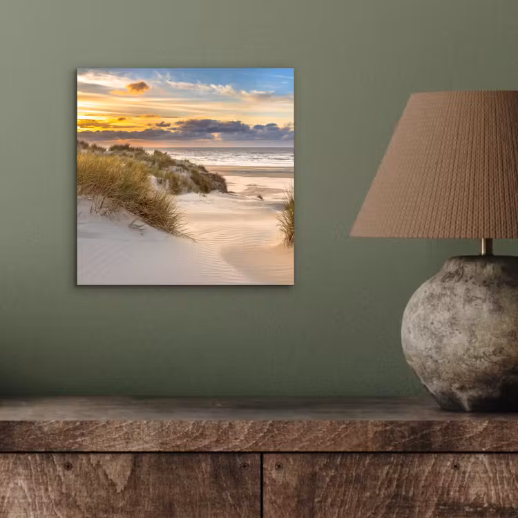 Aluminium schilderij - Strand - Duin - Gras - Zonsondergang - Zee — 3