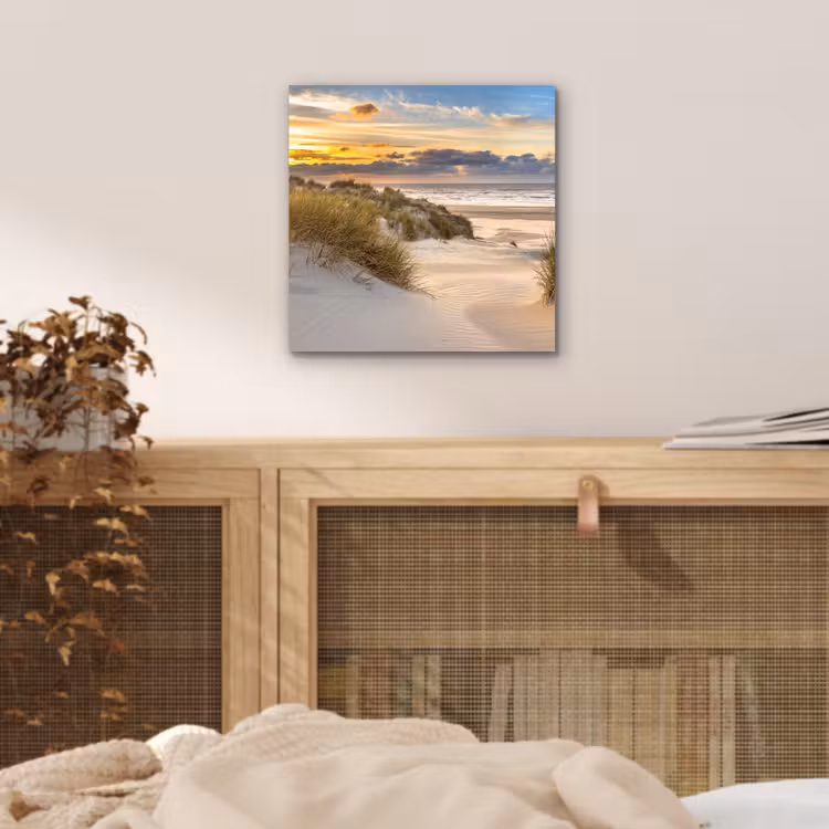 Aluminium schilderij - Strand - Duin - Gras - Zonsondergang - Zee — 4