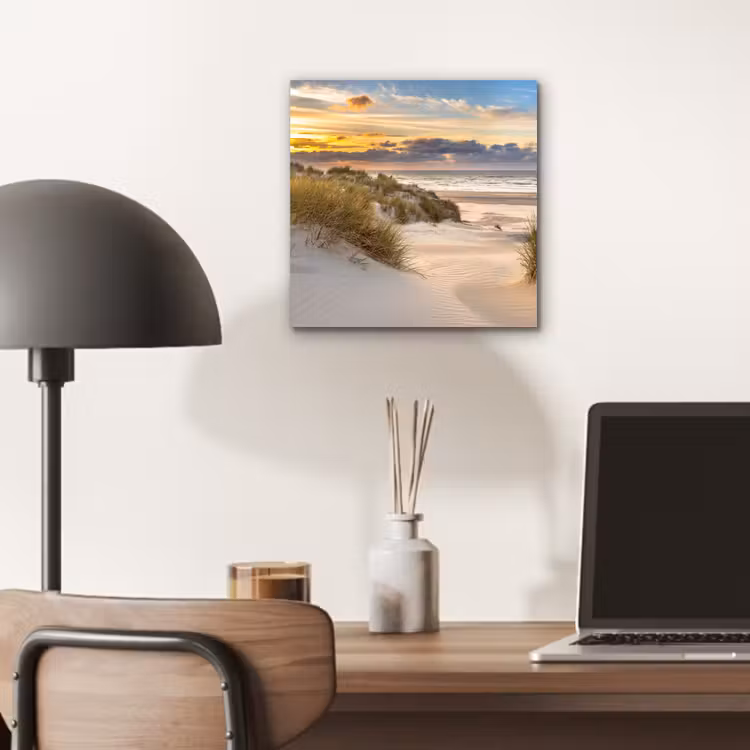 Aluminium schilderij - Strand - Duin - Gras - Zonsondergang - Zee — 6